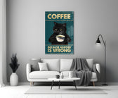 Grumpy Black Cat Coffee Glass Wall Art