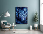 Swirling Starry Night Sky Glass Wall Art