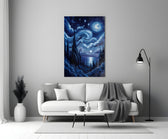 Swirling Starry Night Sky Glass Wall Art