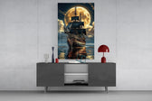 Galleon and Full Moon Seascape Glass Wall Art