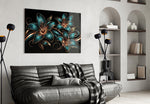 Teal and Copper Lily Trio Glass Wall Art