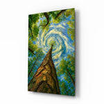 Swirling Sky Treetop Canopy Glass Wall Art