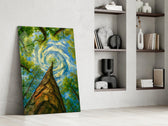Swirling Sky Treetop Canopy Glass Wall Art