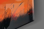 Rearing Black Horse Red Moon Glass Wall Art