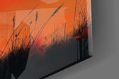Rearing Black Horse Red Moon Glass Wall Art