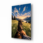 Horseback Ride Mountain Valley Glass Wall Art
