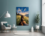 Horseback Ride Mountain Valley Glass Wall Art