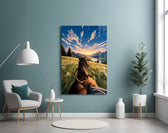 Horseback Ride Mountain Valley Glass Wall Art
