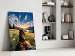 Horseback Ride Mountain Valley Glass Wall Art