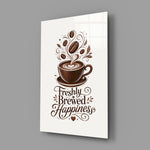 Latte Heart Coffee Cup Typography Glass Wall Art