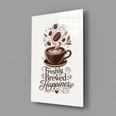 Latte Heart Coffee Cup Typography Glass Wall Art