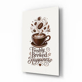 Latte Heart Coffee Cup Typography Glass Wall Art