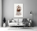Latte Heart Coffee Cup Typography Glass Wall Art