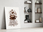 Latte Heart Coffee Cup Typography Glass Wall Art
