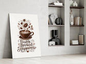 Latte Heart Coffee Cup Typography Glass Wall Art