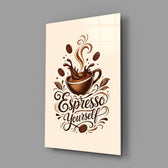 Splashing Espresso Cup Typography Glass Wall Art