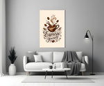 Splashing Espresso Cup Typography Glass Wall Art