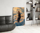Bald Eagle Above Golden Clouds Glass Wall Art