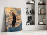 Bald Eagle Above Golden Clouds Glass Wall Art