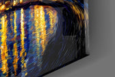 Swirling Starry Night City Skyline Glass Wall Art