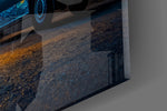 Starry Night Camper Van and Cat Glass Wall Art