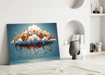 Blooming Cloud Wildflower Burst Glass Wall Art