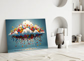 Blooming Cloud Wildflower Burst Glass Wall Art