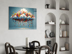 Blooming Cloud Wildflower Burst Glass Wall Art