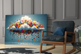 Blooming Cloud Wildflower Burst Glass Wall Art
