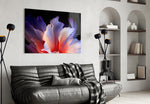 Abstract Petal Bloom Purple and Coral Glass Wall Art