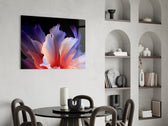 Abstract Petal Bloom Purple and Coral Glass Wall Art