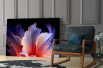 Abstract Petal Bloom Purple and Coral Glass Wall Art