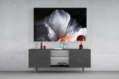 White Petal Flower Coral Heart Glass Wall Art