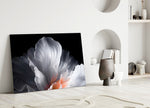 White Petal Flower Coral Heart Glass Wall Art