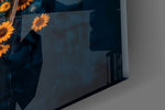 Sunflower Rowboat on Deep Blue Water Glass Wall Art