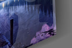 Purple Twilight Lake Dock Glass Wall Art