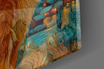 Swirling Starry Night Ginger Cat Glass Wall Art