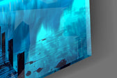 Moonlit Mountain Lake Dock Glass Wall Art