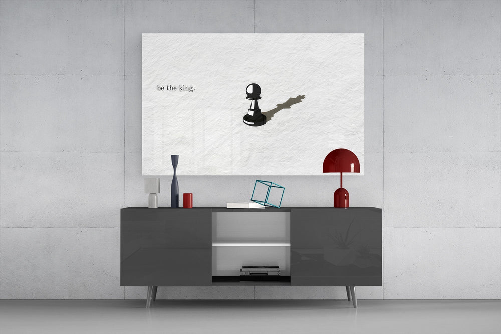 Be the King Chess Pawn Shadow Glass Wall Art