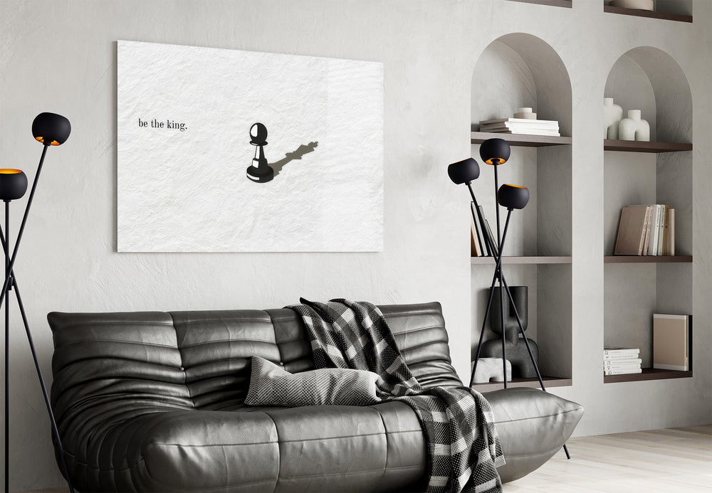 Be the King Chess Pawn Shadow Glass Wall Art