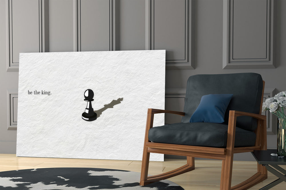 Be the King Chess Pawn Shadow Glass Wall Art