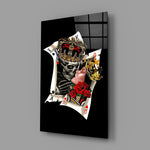 Skull King and Queen Playing Cards Glass Wall Art