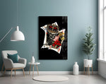 Skull King and Queen Playing Cards Glass Wall Art