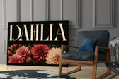 Dahlia Crimson and Cream Botanical Glass Wall Art