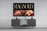 Magnolia Rose and Ivory Floral Glass Wall Art