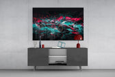 Teal Pink Splash Open-Wheel Race Car Glass Wall Art