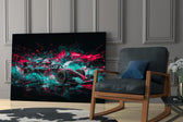 Teal Pink Splash Open-Wheel Race Car Glass Wall Art