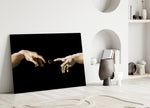 Loading Spinner Reaching Hands Glass Wall Art