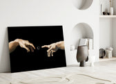 Loading Spinner Reaching Hands Glass Wall Art