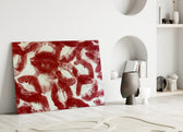Red Lip Prints Kiss Marks Glass Wall Art